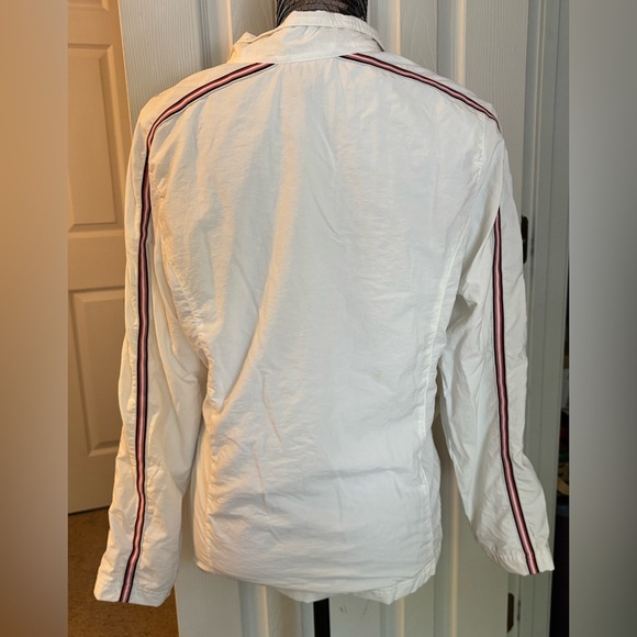 Izod Women’s White Windbreaker Jacket With Striped Long Sleeves | Medium - Picture 6 of 8